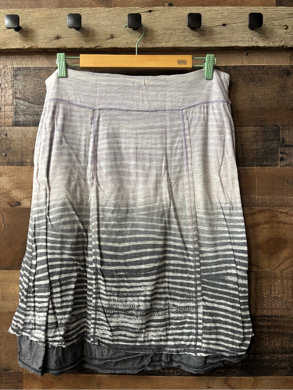Aventura Lavender and Gray Ombre Striped A-Line Skirt